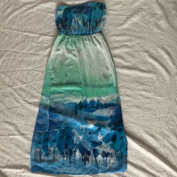 Forever 21 Strapless Watercolor Dress (Size S) - Picture 2 of 9